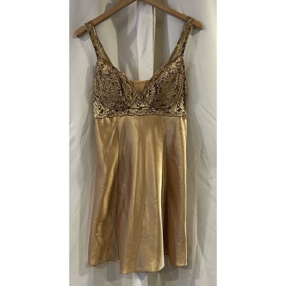 victoria secret gold dress 1990s Vintage Victoria's Secret Gold Bustier Slip Dress – Ariel Yujin main image 0